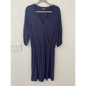 Tommy Bahama Dress Women's Medium Navy Blue 3/4 Sleeve Fit Flare